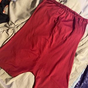 A red onesie & fashion nova biker shorts